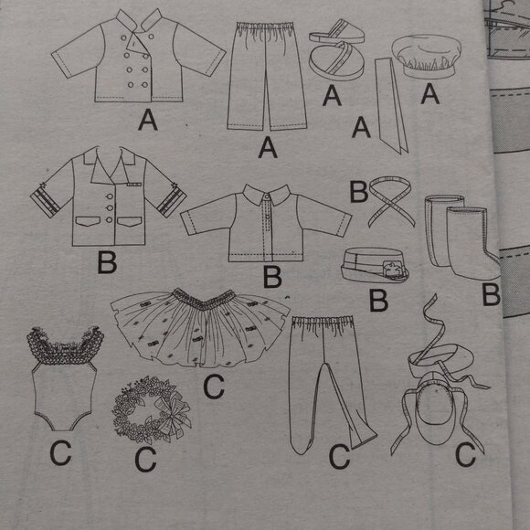 18" Doll Clothes Sewing Pattern Chef Ballerina Captain Pilot UNCUT 7951 - Picture 8 of 8